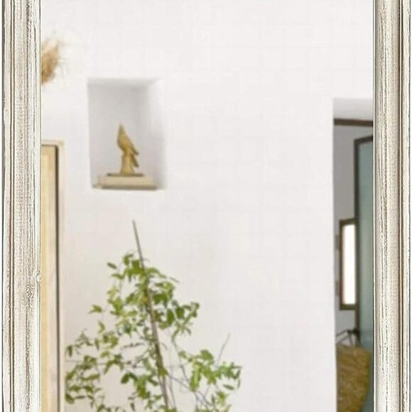 NEW Wood Frame Wall Mirror 16x20 inches | Rustic White Farmhouse Mirror Decor - Picture 7 of 8